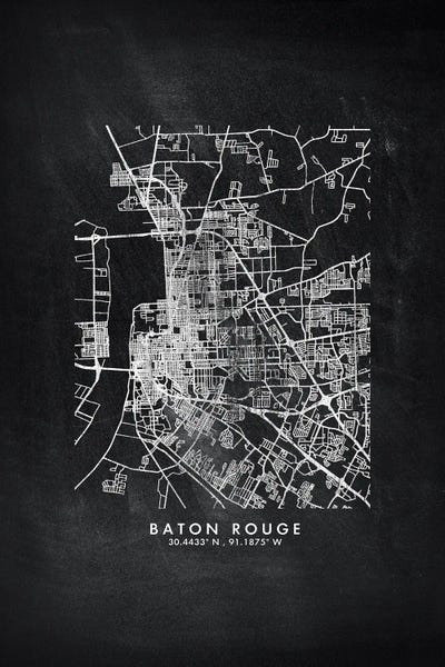 Louisiana: Baton Rouge City Map Chalkboard Style by WallDecorAddict