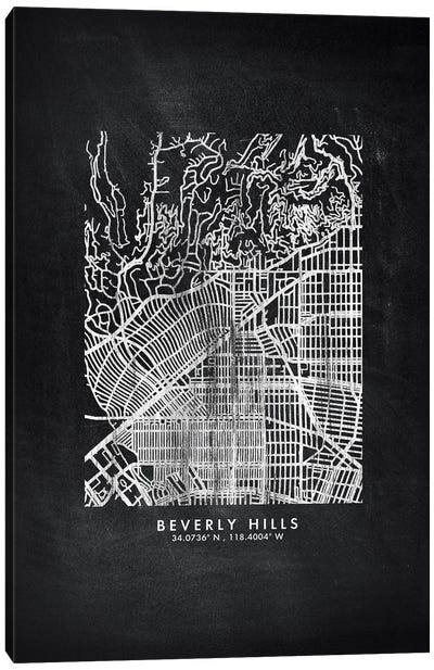 Beverly Hills City Map Chalkboard Style Canvas Art Print - Beverly Hills