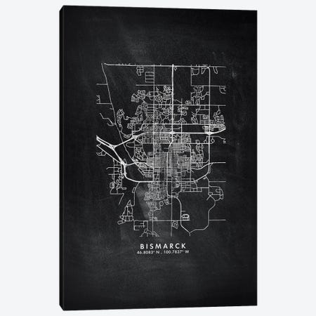 Bismarck, North Dakota City Map Chalkboard Style Canvas Print #WDA2126} by WallDecorAddict Canvas Artwork