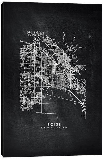 Boise City Map Chalkboard Style Canvas Art Print - Idaho Art
