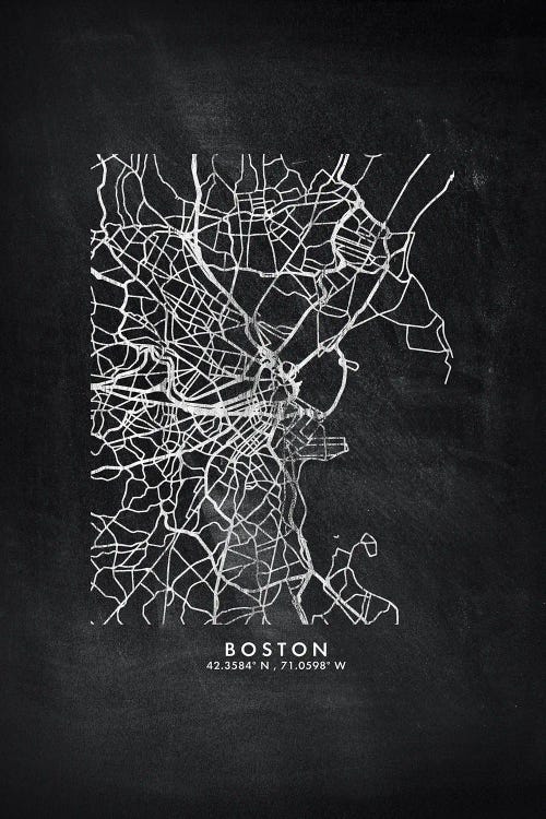 Boston City Map Chalkboard Style