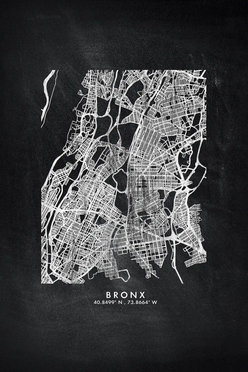 Bronx City Map Chalkboard Style