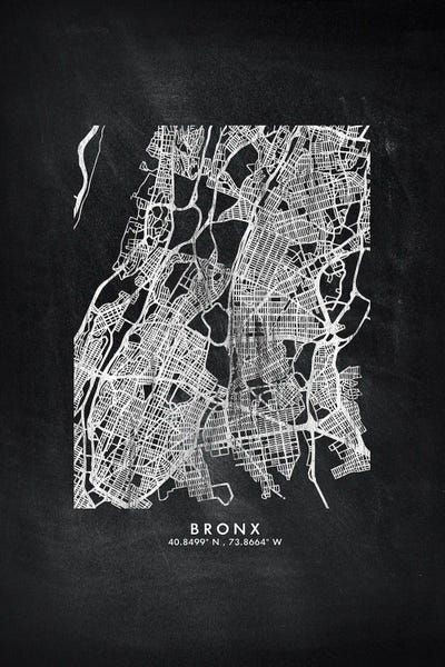 The Bronx: Bronx City Map Chalkboard Style by WallDecorAddict