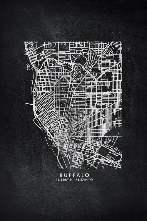 Buffalo City Map Chalkboard Style