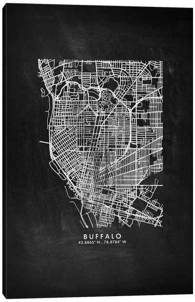 Buffalo City Map Chalkboard Style Canvas Art Print - Buffalo