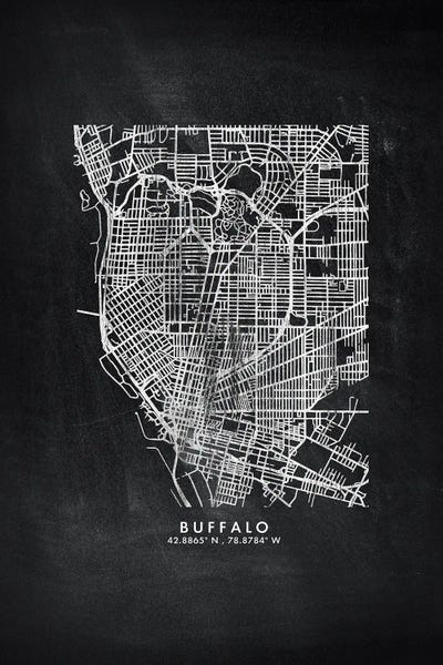 Buffalo: Buffalo City Map Chalkboard Style by WallDecorAddict
