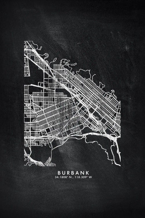 Burbank City Map Chalkboard Style