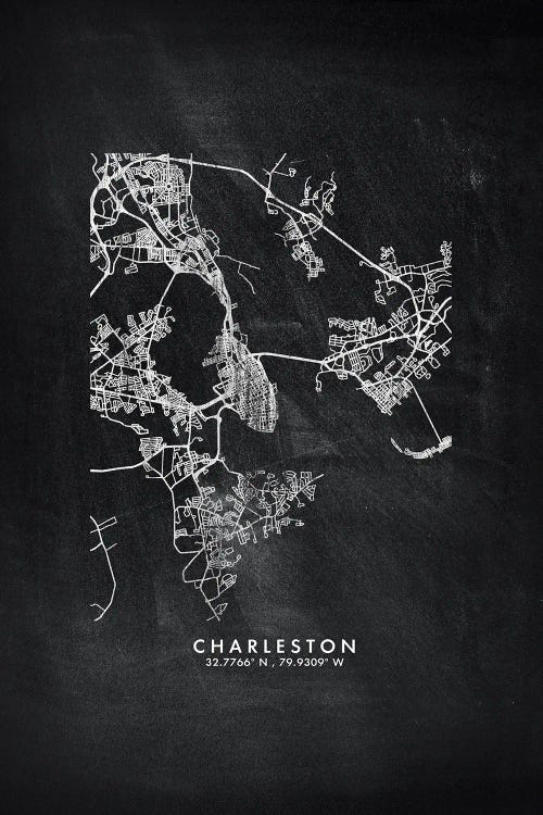 Charleston City Map Chalkboard Style by WallDecorAddict wall art