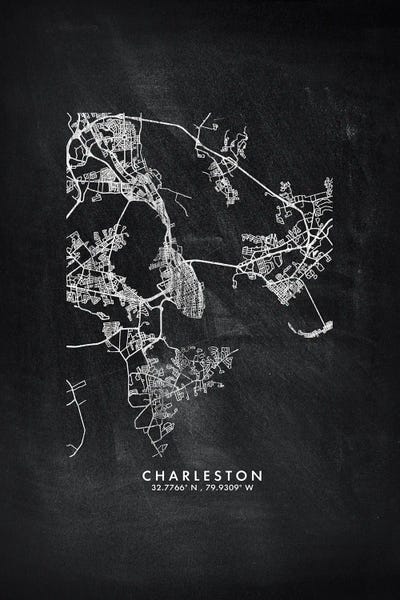 South Carolina: Charleston City Map Chalkboard Style by WallDecorAddict