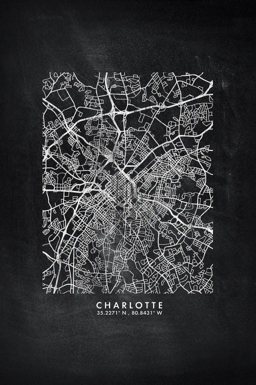 Charlotte City Map Chalkboard Style