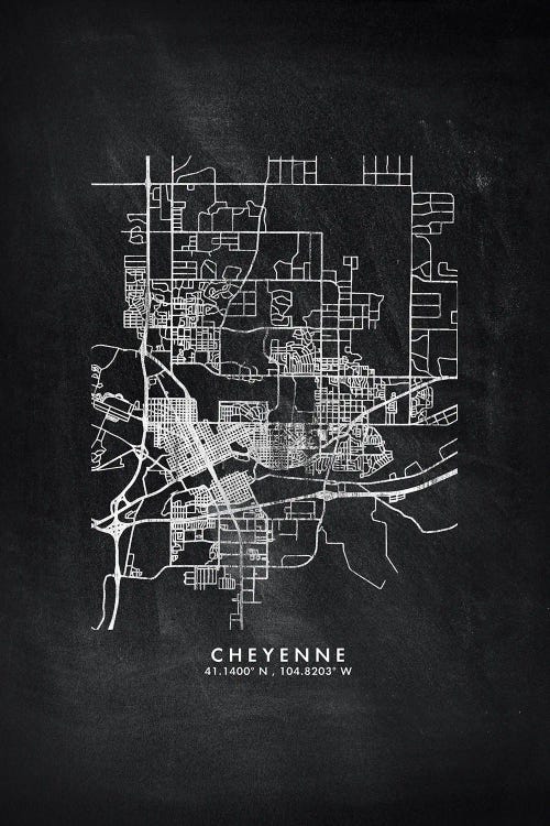 Cheyenne City Map Chalkboard Style