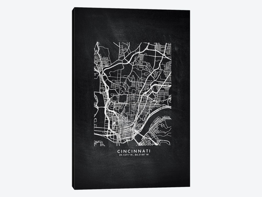 Cincinnati City Map Chalkboard Style by WallDecorAddict 1-piece Art Print