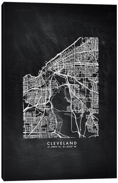 Cleveland City Map Chalkboard Style Canvas Art Print - Ohio Art