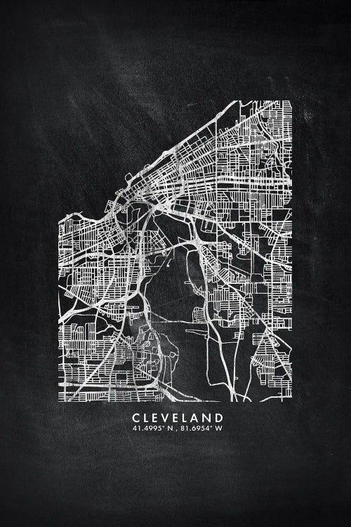 Cleveland City Map Chalkboard Style