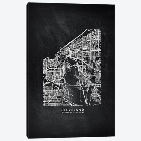 Cleveland City Map Chalkboard Style Canvas Print #WDA2140} by WallDecorAddict Art Print