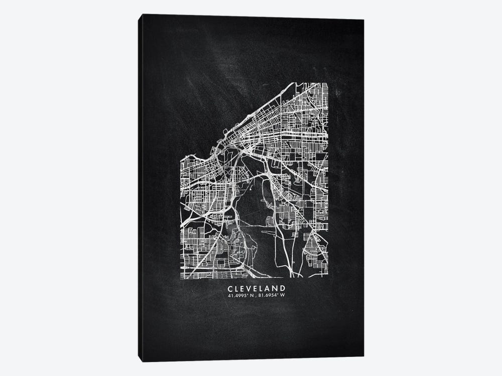 Cleveland City Map Chalkboard Style by WallDecorAddict 1-piece Canvas Print