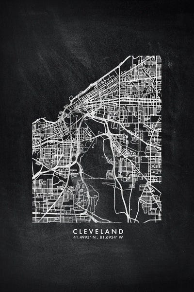Ohio: Cleveland City Map Chalkboard Style by WallDecorAddict