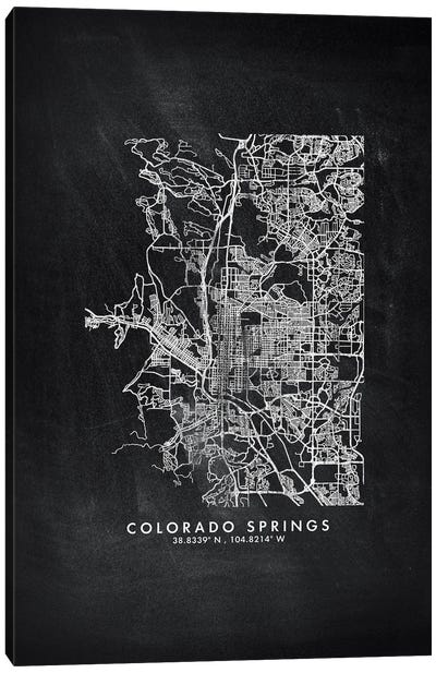 Colorado Springs City Map Chalkboard Style Canvas Art Print