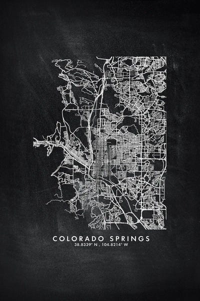 Colorado: Colorado Springs City Map Chalkboard Style by WallDecorAddict