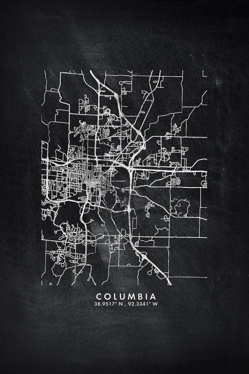 Columbia City Map Chalkboard Style