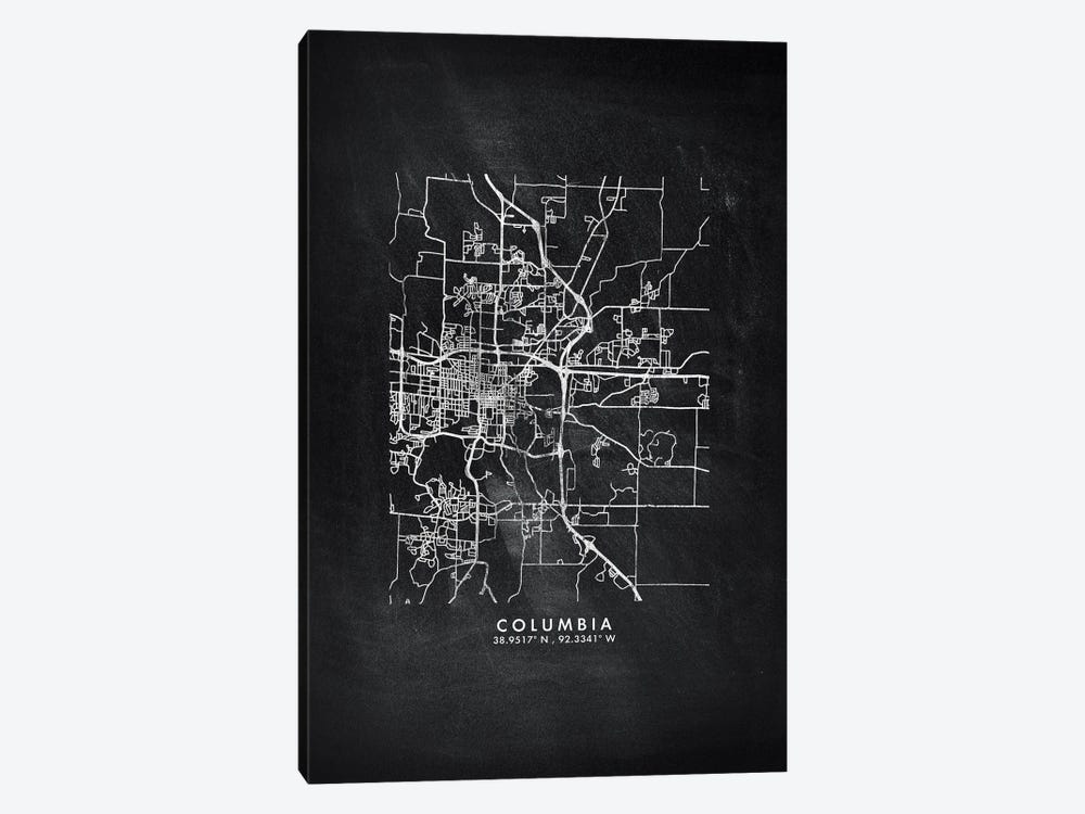 Columbia City Map Chalkboard Style by WallDecorAddict 1-piece Canvas Art Print