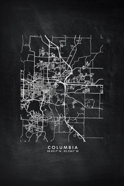 Columbia City Map Chalkboard Style