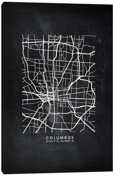 Columbus City Map Chalkboard Style Canvas Art Print - Ohio Art