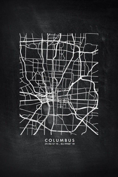 Columbus City Map Chalkboard Style