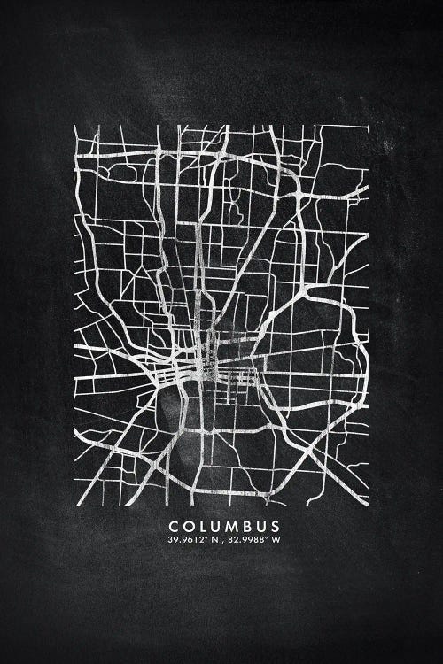 Columbus City Map Chalkboard Style by WallDecorAddict wall art
