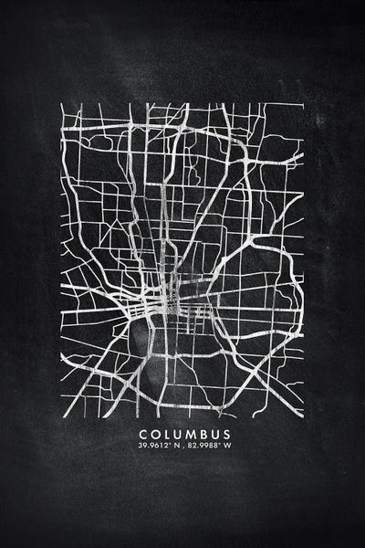 Ohio: Columbus City Map Chalkboard Style by WallDecorAddict