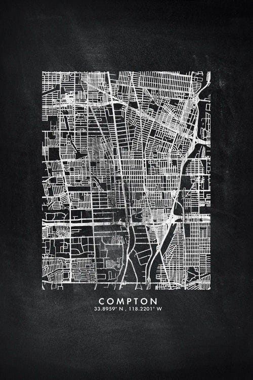 Compton City Map Chalkboard Style