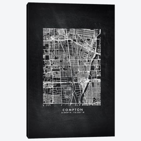 Compton City Map Chalkboard Style Canvas Print #WDA2144} by WallDecorAddict Canvas Artwork