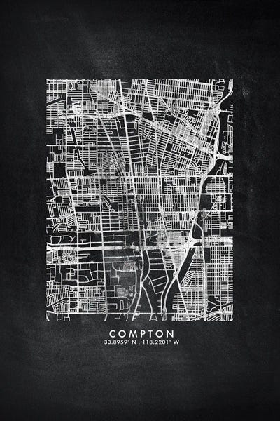 Compton City Map Chalkboard Style