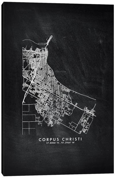 Corpus Christi City Map Chalkboard Style Canvas Art Print