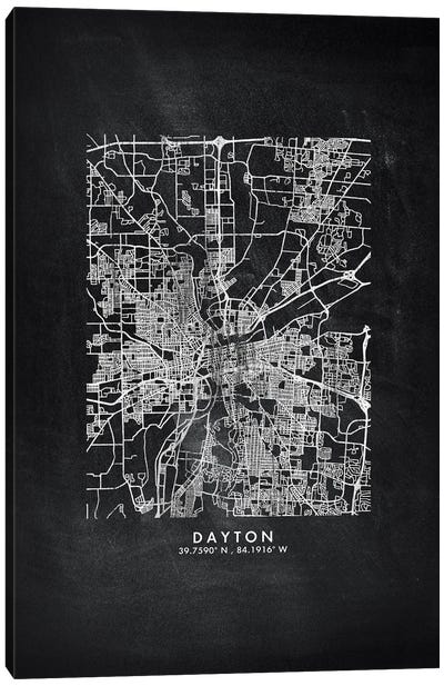 Dayton City Map Chalkboard Style Canvas Art Print - Ohio Art