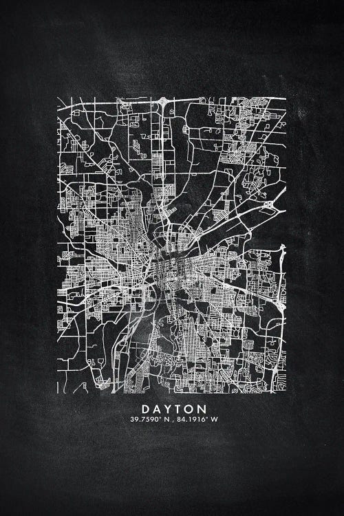 Dayton City Map Chalkboard Style