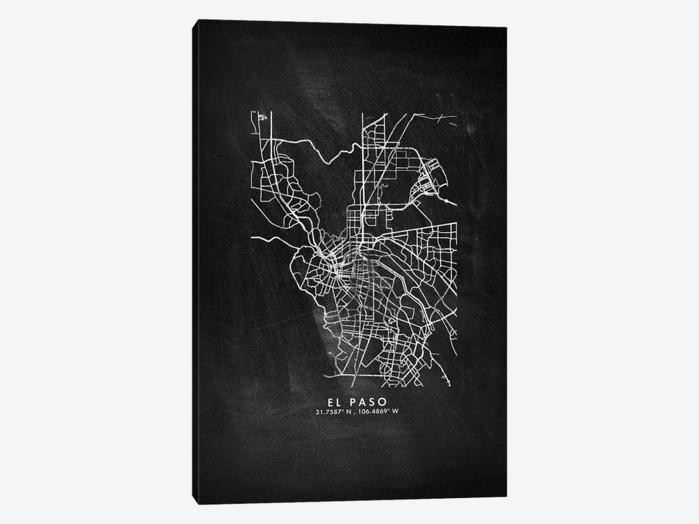 El Paso City Map Chalkboard Style by WallDecorAddict 1-piece Art Print