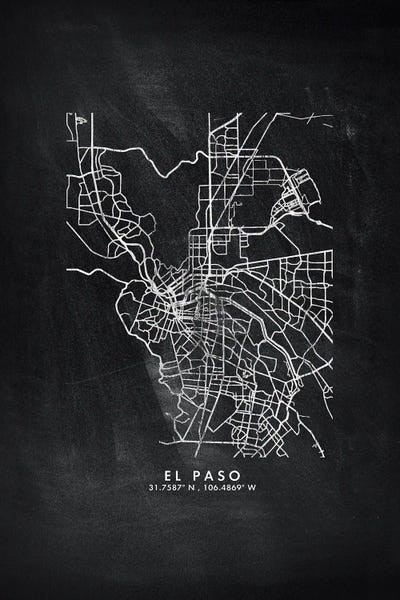 Urban Maps: El Paso City Map Chalkboard Style by WallDecorAddict