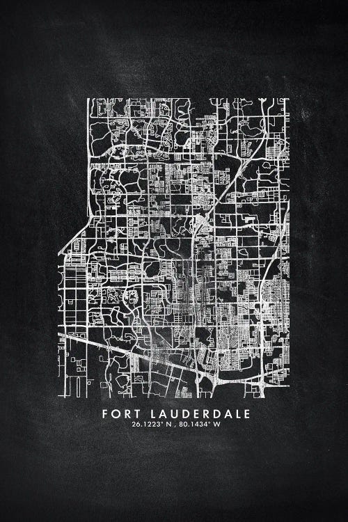 Fort Lauderdale City Map Chalkboard Style