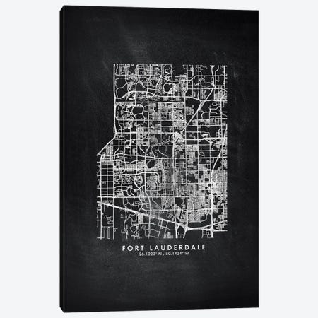 Fort Lauderdale City Map Chalkboard Style Canvas Print #WDA2149} by WallDecorAddict Canvas Art Print