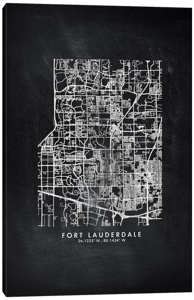 Fort Lauderdale City Map Chalkboard Style Canvas Art Print
