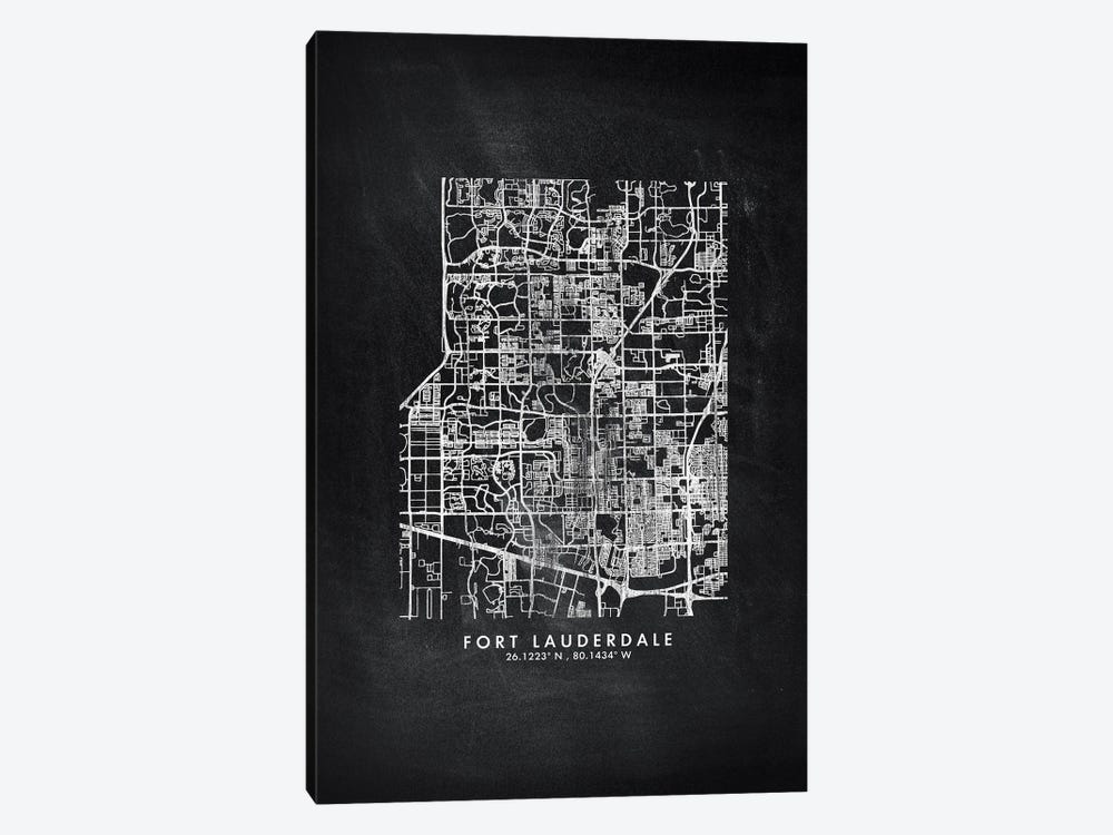 Fort Lauderdale City Map Chalkboard Style by WallDecorAddict 1-piece Canvas Art