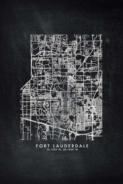 Fort Lauderdale: Fort Lauderdale City Map Chalkboard Style by WallDecorAddict