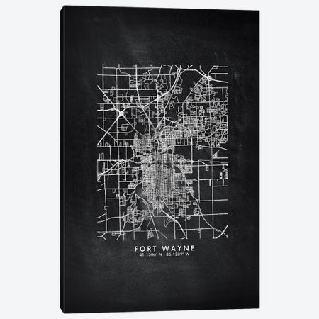 Fort Wayne City Map Chalkboard Style Canvas Print #WDA2150} by WallDecorAddict Canvas Art