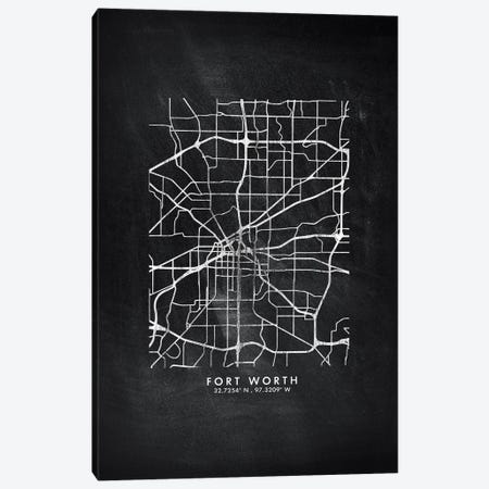 Fort Worth City Map Chalkboard Style Canvas Print #WDA2151} by WallDecorAddict Canvas Art