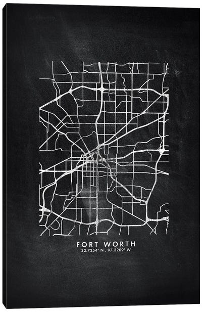 Fort Worth City Map Chalkboard Style Canvas Art Print