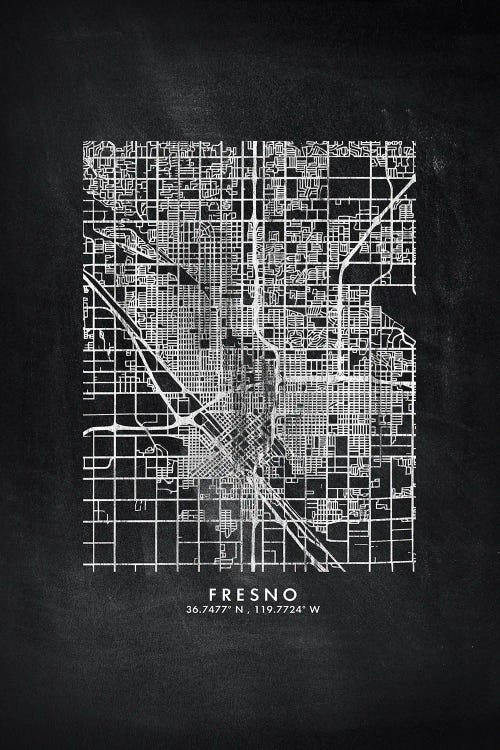 Fresno City Map Chalkboard Style