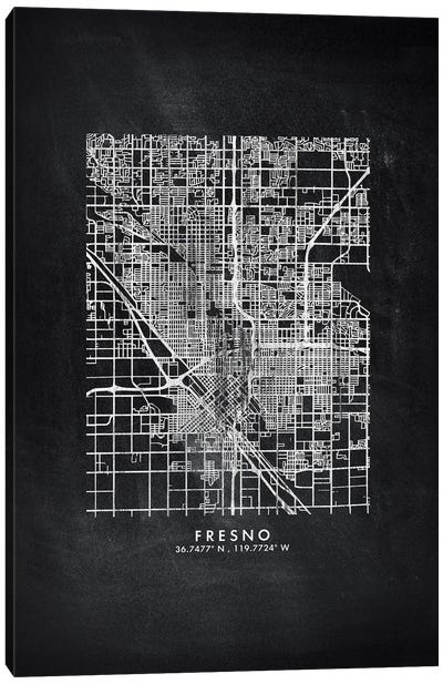 Fresno City Map Chalkboard Style Canvas Art Print