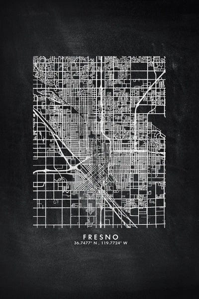 Fresno City Map Chalkboard Style