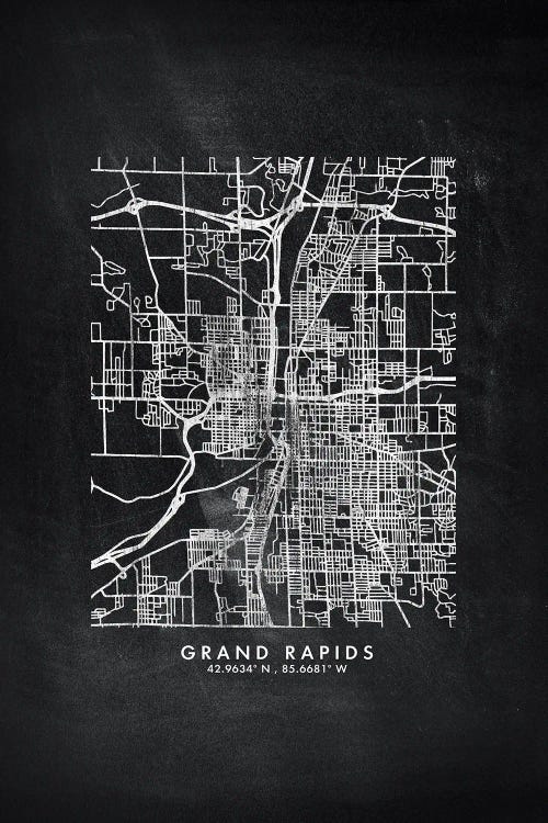 Grand Rapids City Map Chalkboard Style